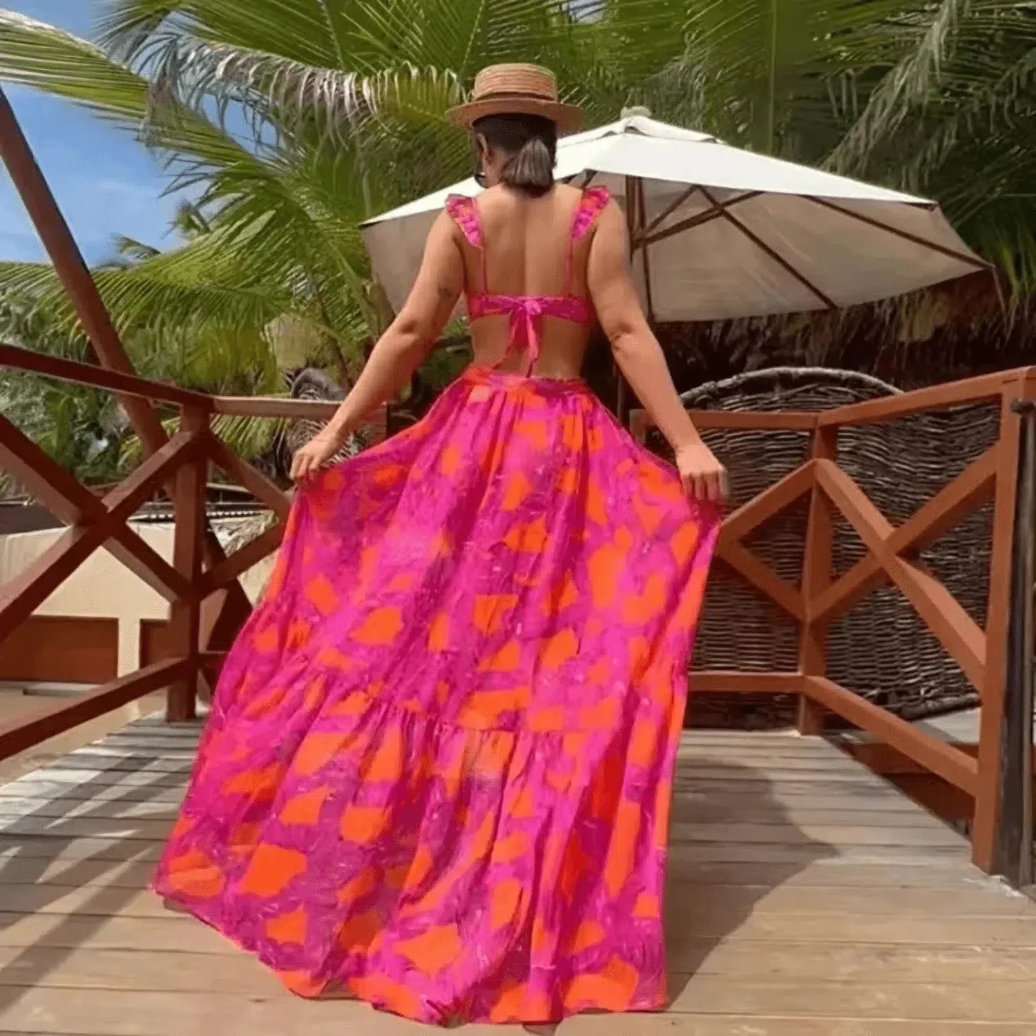 Aurivette Set – Pink – Ruffled bikini and slit skirt-15138008269184-Santi Vento Atelier
