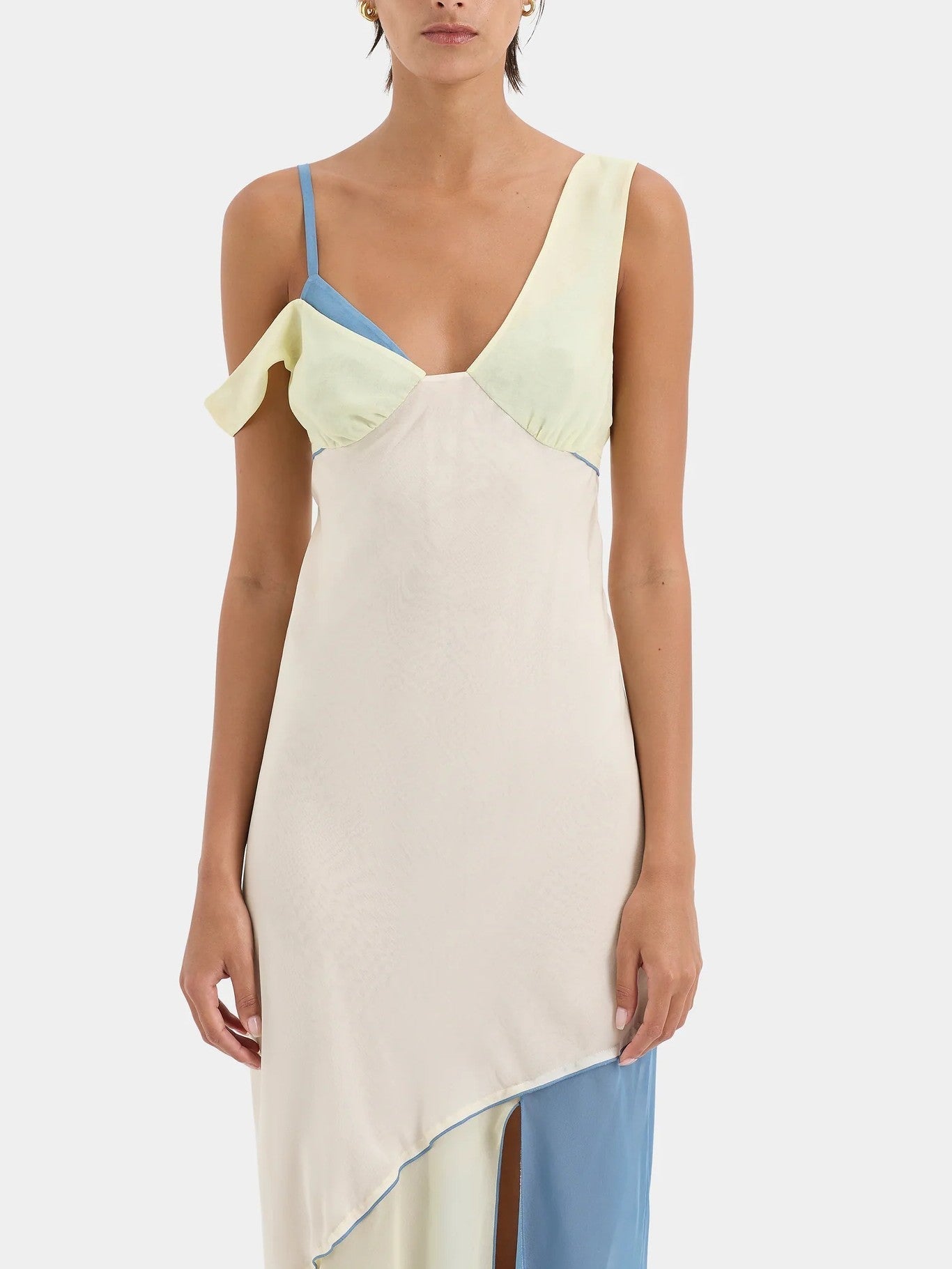 Azzurra – Asymmetrical neckline – Midi dress-15139770990976-Santi Vento Atelier