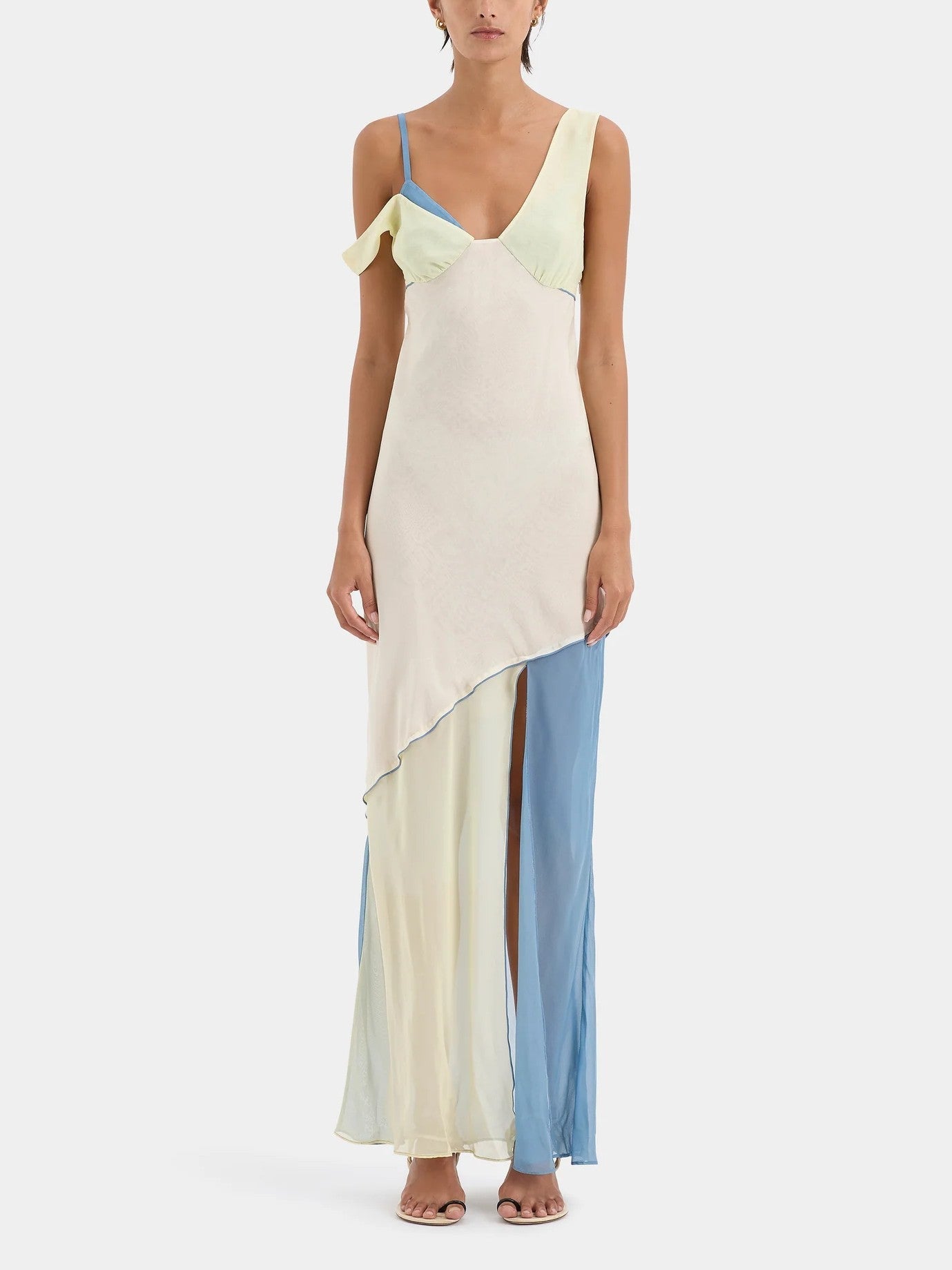 Azzurra – Asymmetrical neckline – Midi dress-15139770990976-Santi Vento Atelier