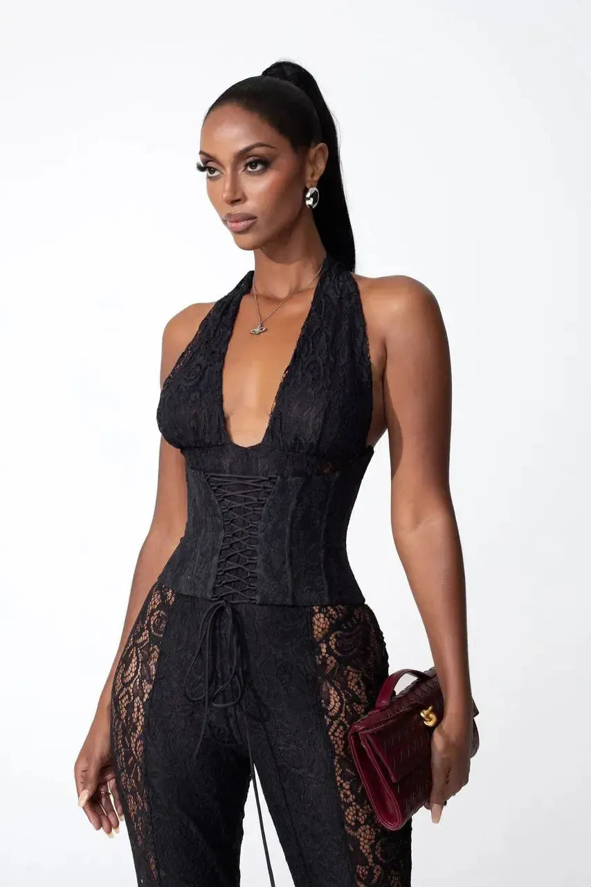 Bea – Halter neckline – Lace jumpsuit-15140897358208-Santi Vento Atelier