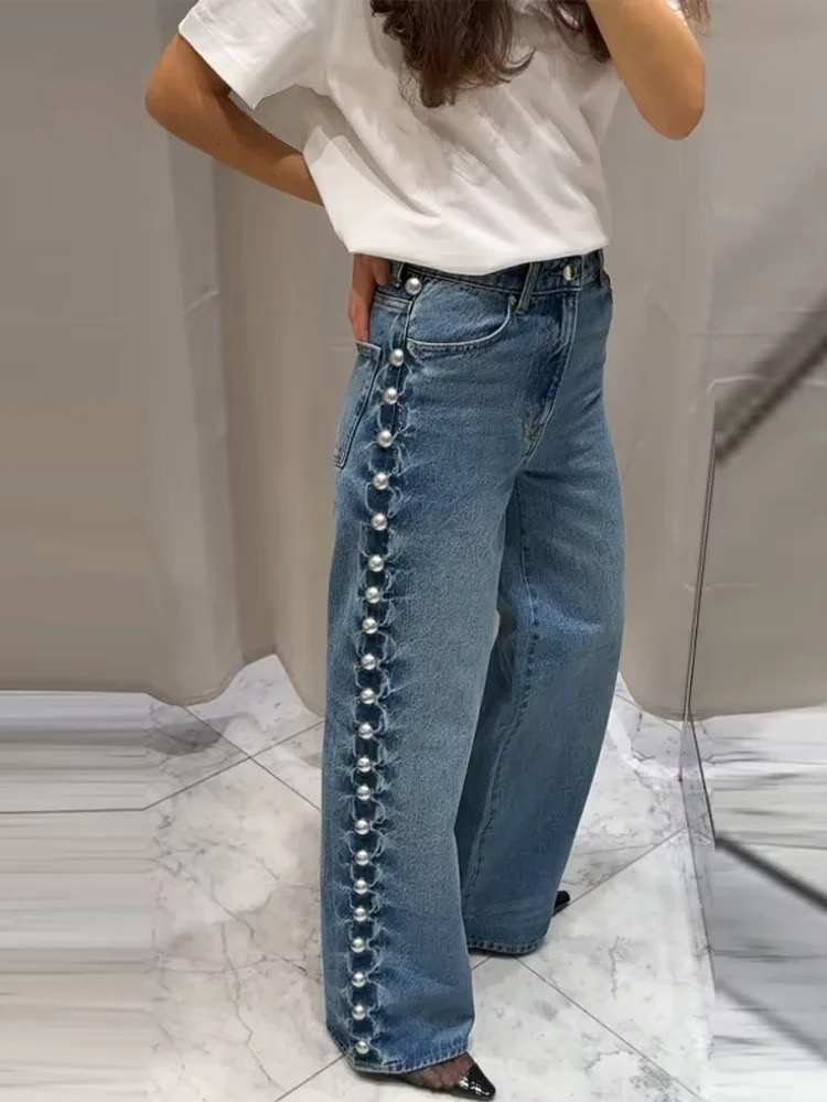 Beaudine – Pearl detail – Wide-leg jeans-15150236205440-Santi Vento Atelier