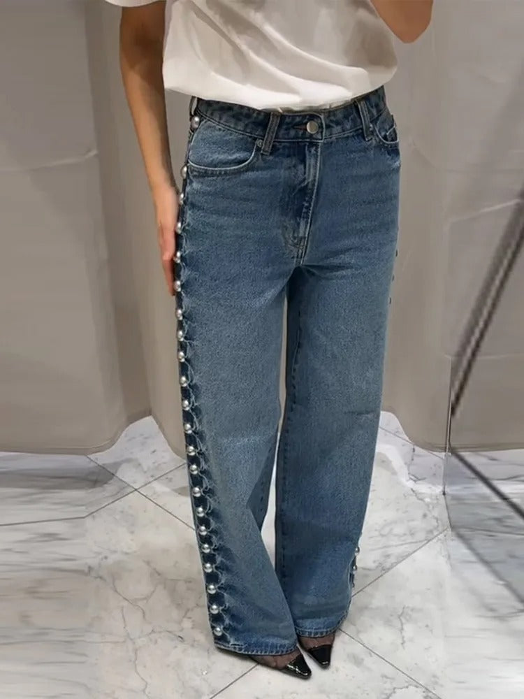 Beaudine – Pearl detail – Wide-leg jeans-15150236205440-Santi Vento Atelier