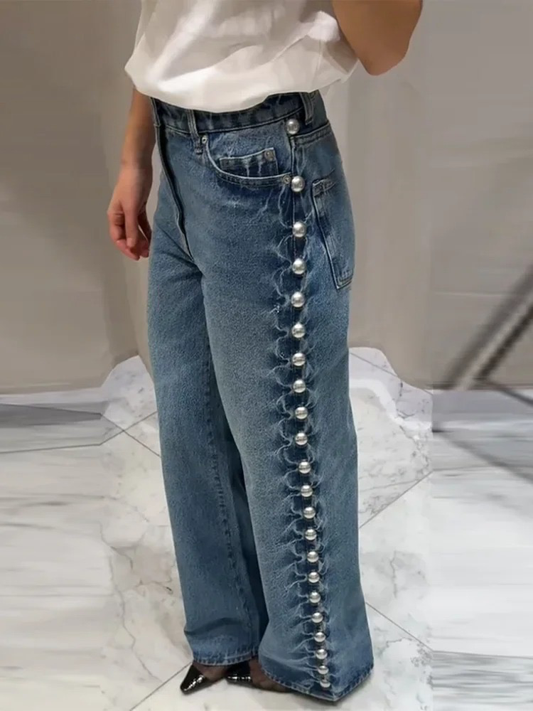 Beaudine – Pearl detail – Wide-leg jeans-15150236205440-Santi Vento Atelier
