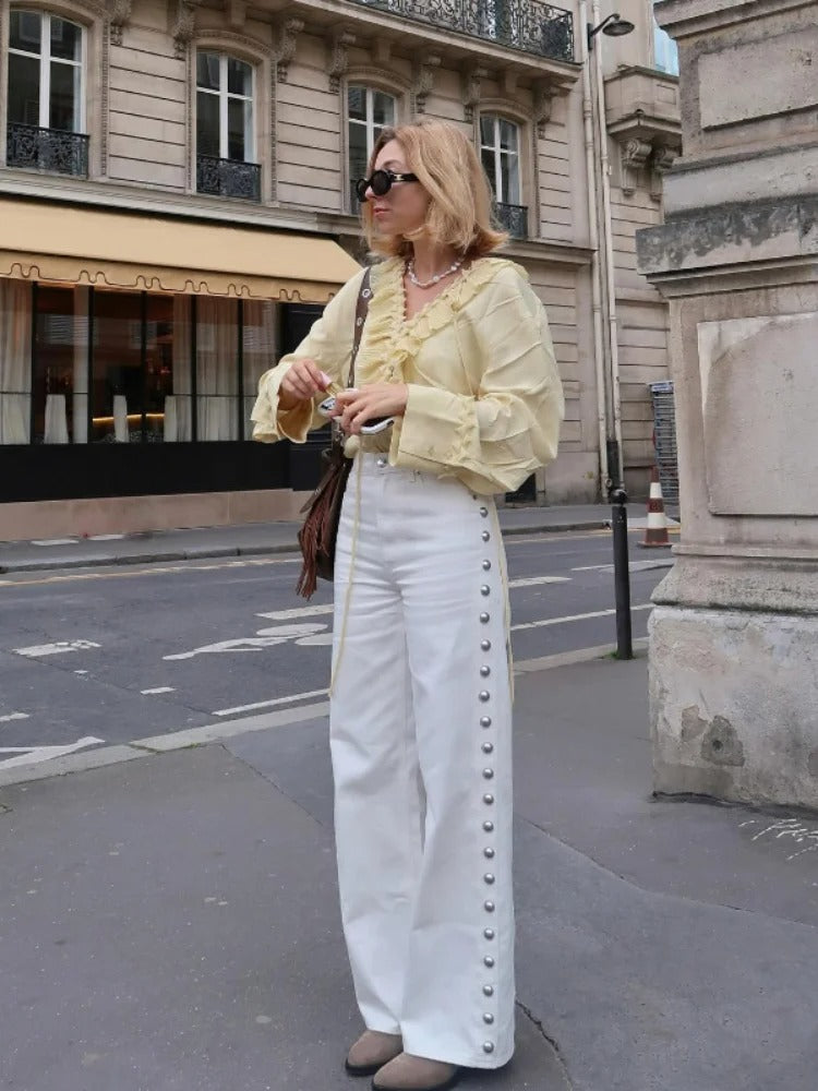 Beaudine – Pearl detail – Wide-leg jeans-15150236205440-Santi Vento Atelier