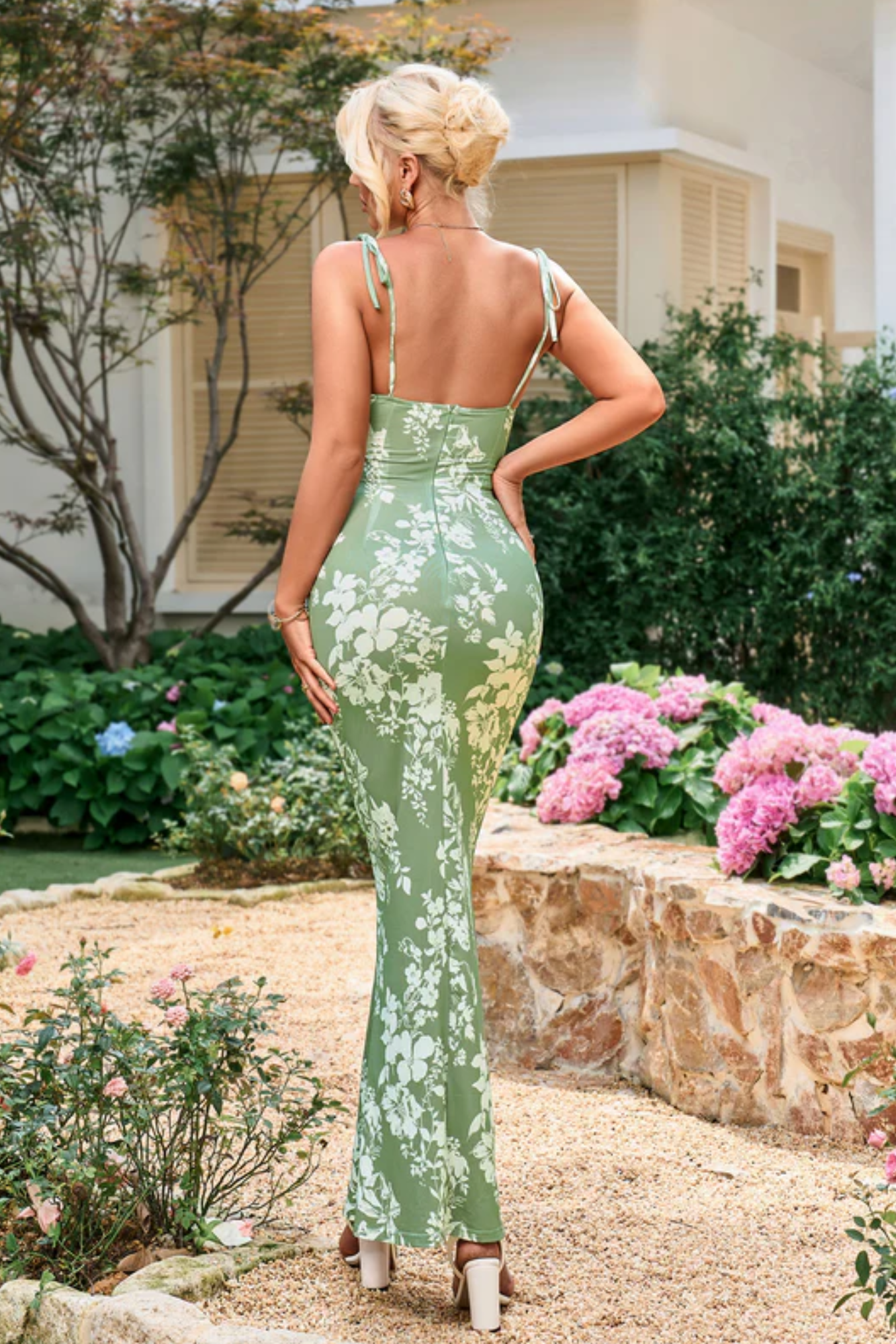 Bellissea – Rosé bloom contour – Bodycon maxi dress-15148418466176-Santi Vento Atelier