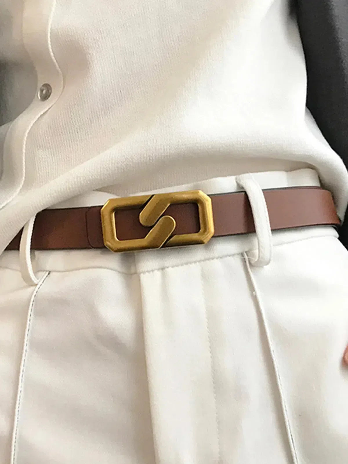 Benique – Polished metallic buckle – Belt-15137955774848-Santi Vento Atelier