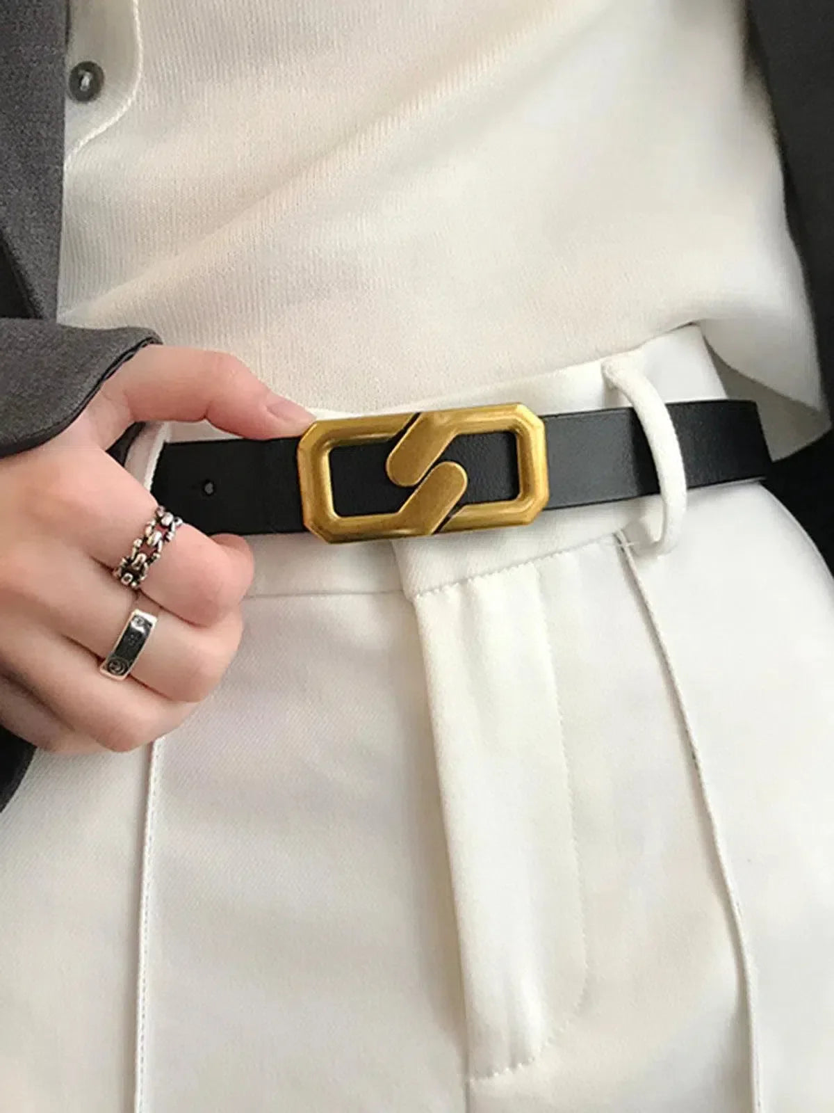 Benique – Polished metallic buckle – Belt-15137955774848-Santi Vento Atelier