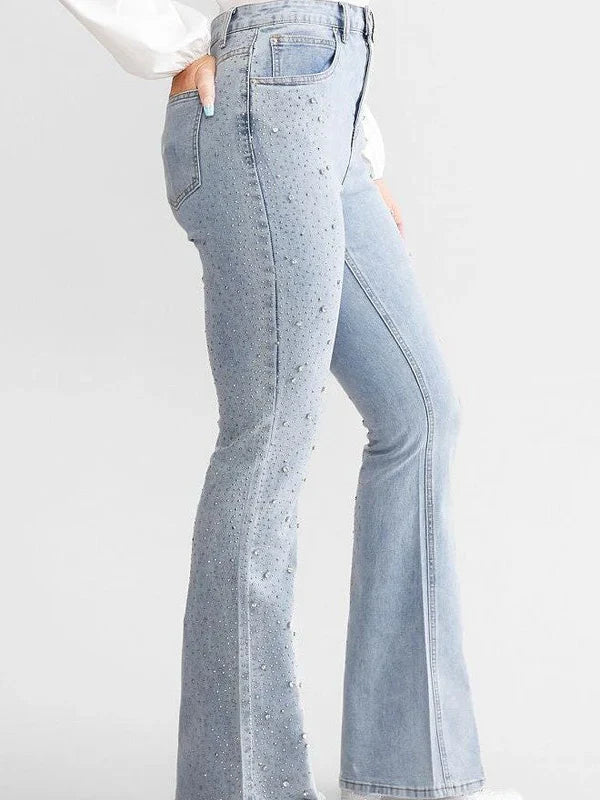 Brigida – Rhinestone embellished – Boot cut flared jeans-15140934779264-Santi Vento Atelier