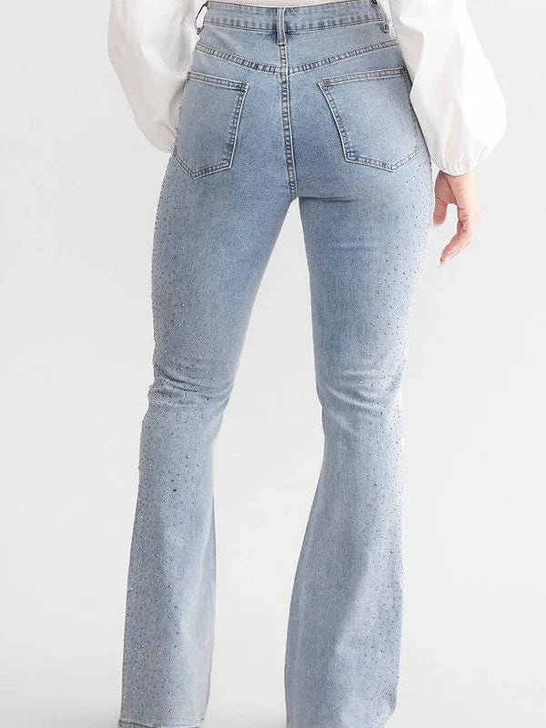 Brigida – Rhinestone embellished – Boot cut flared jeans-15140934779264-Santi Vento Atelier