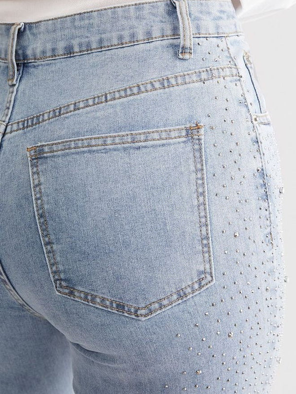 Brigida – Rhinestone embellished – Boot cut flared jeans-15140934779264-Santi Vento Atelier