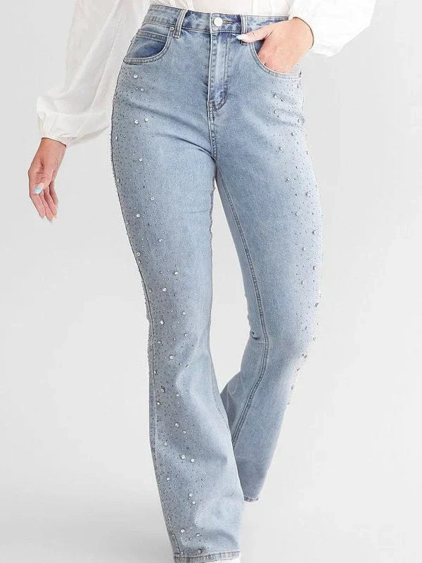 Brigida – Rhinestone embellished – Boot cut flared jeans-15140934779264-Santi Vento Atelier