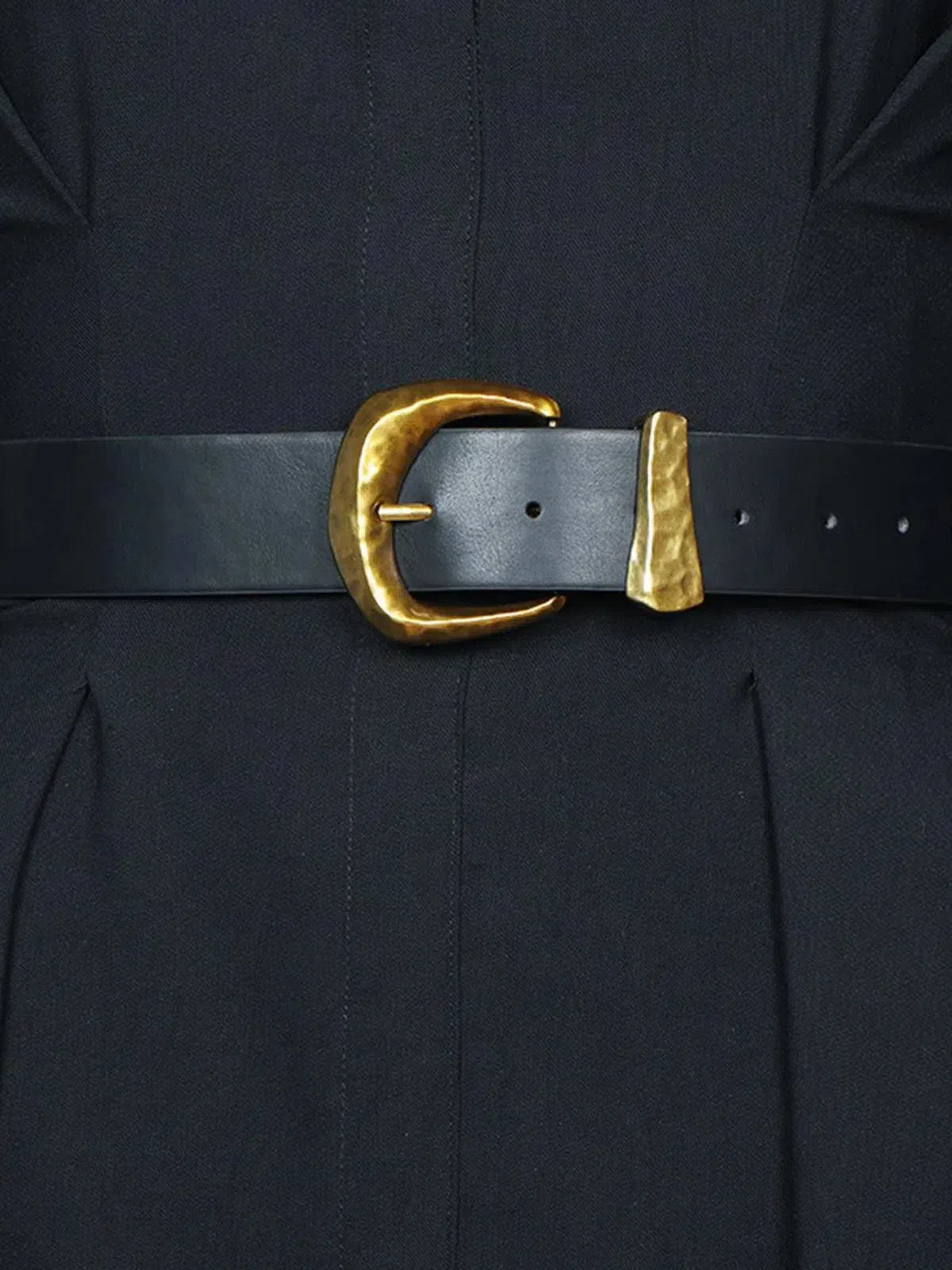Calista – Sleek black finish – Faux leather belt-15137955905920-Santi Vento Atelier