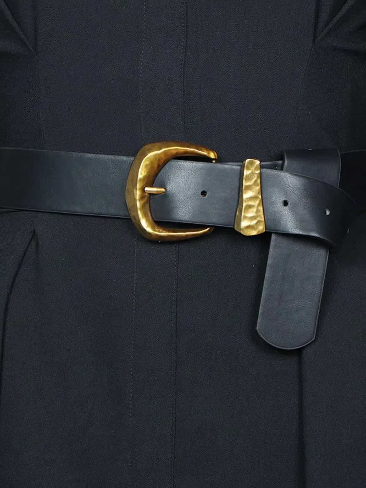 Calista – Sleek black finish – Faux leather belt-15137955905920-Santi Vento Atelier