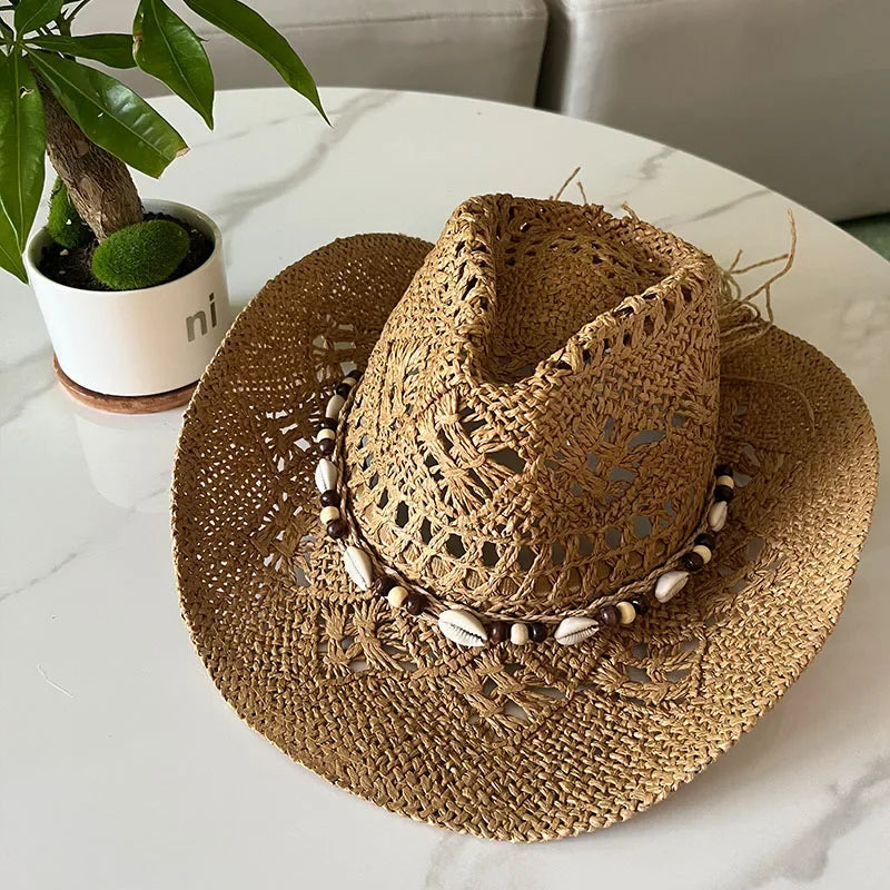 Calvera – Beaded crown – Straw cowboy hat-15143509328256-Santi Vento Atelier