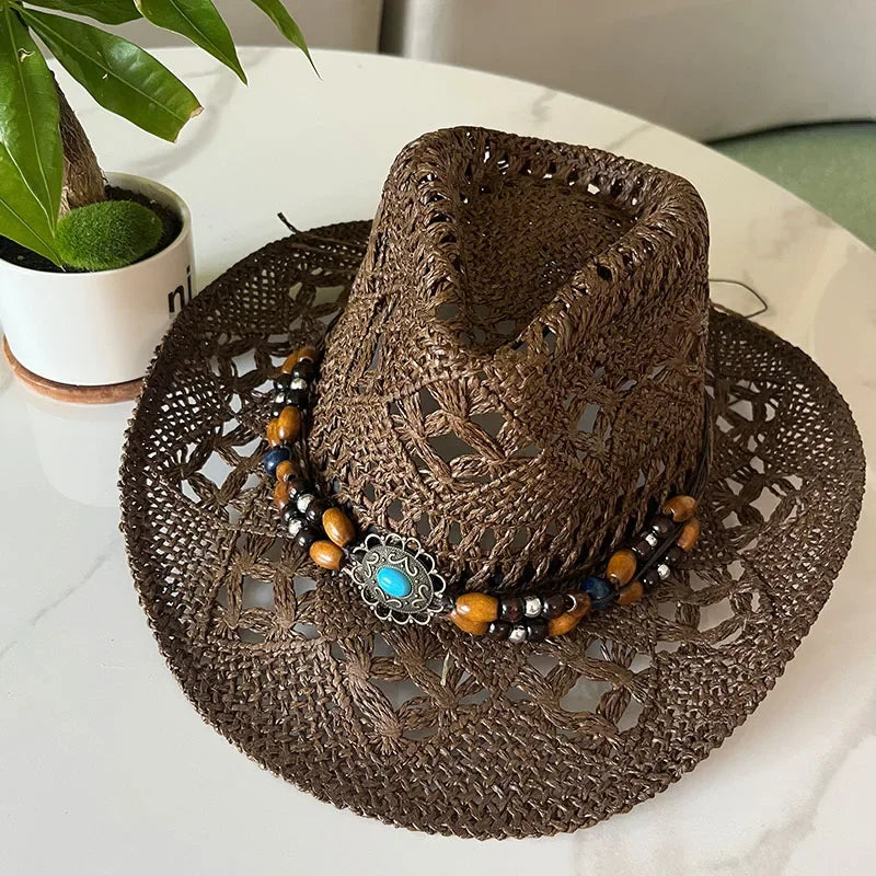 Calvera – Beaded crown – Straw cowboy hat-15143509328256-Santi Vento Atelier