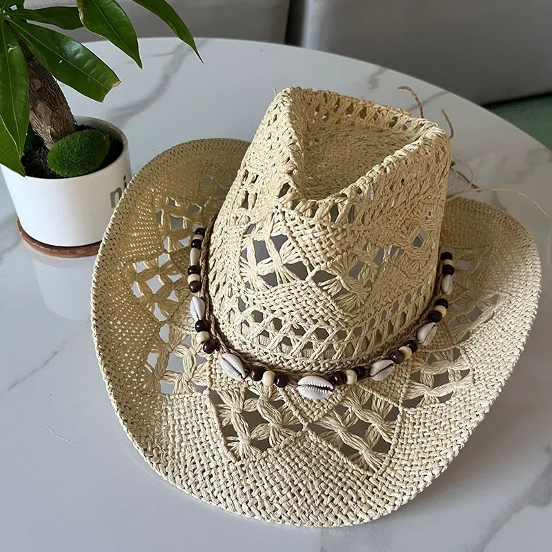 Calvera – Beaded crown – Straw cowboy hat-15143509328256-Santi Vento Atelier