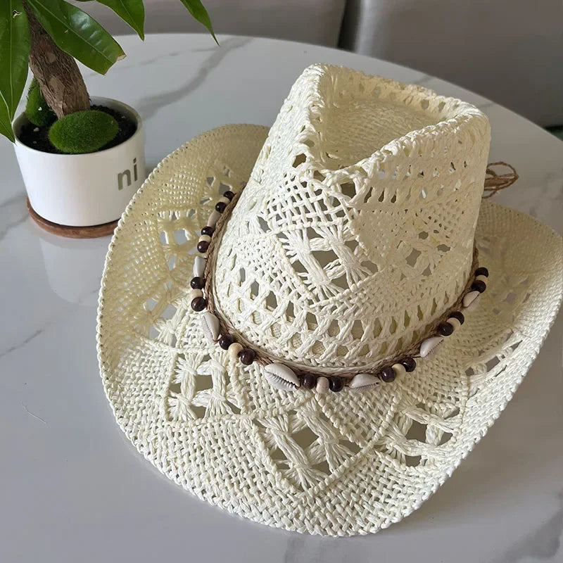 Calvera – Beaded crown – Straw cowboy hat-15143509328256-Santi Vento Atelier