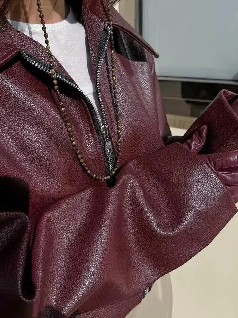 Caterina – Oversized fit – Leather jacket-15137995456896-Santi Vento Atelier