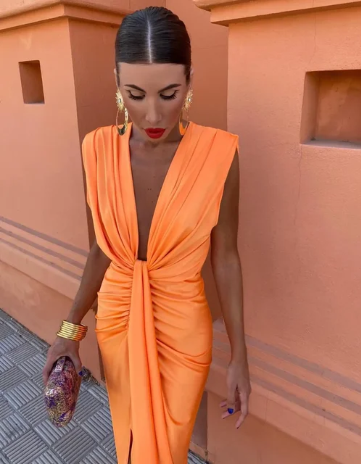 Elisaveta – Draped plunge elegance – Evening dress-15173074452864-Santi Vento Atelier