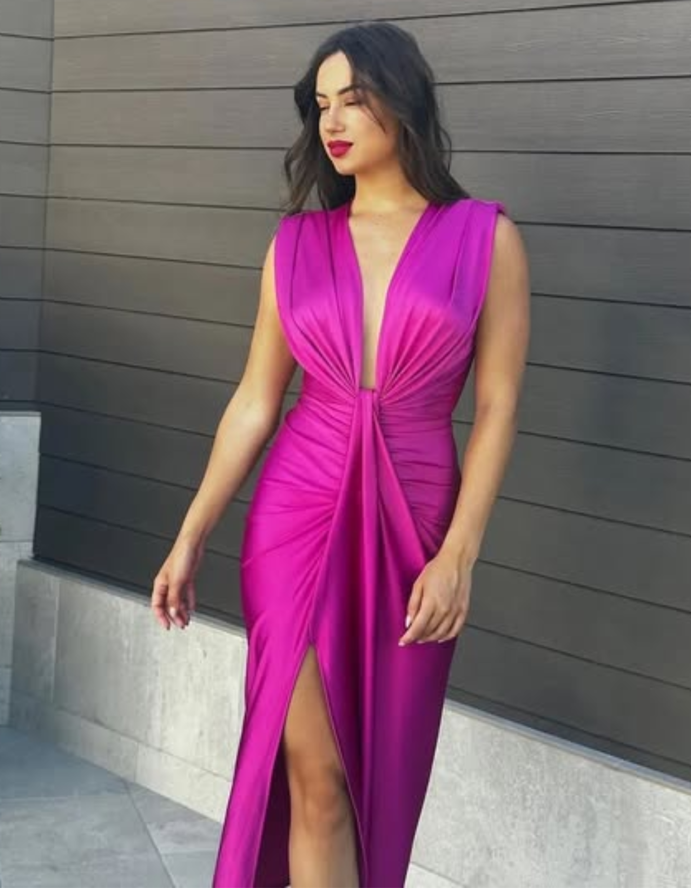 Elisaveta – Draped plunge elegance – Evening dress-15173074452864-Santi Vento Atelier