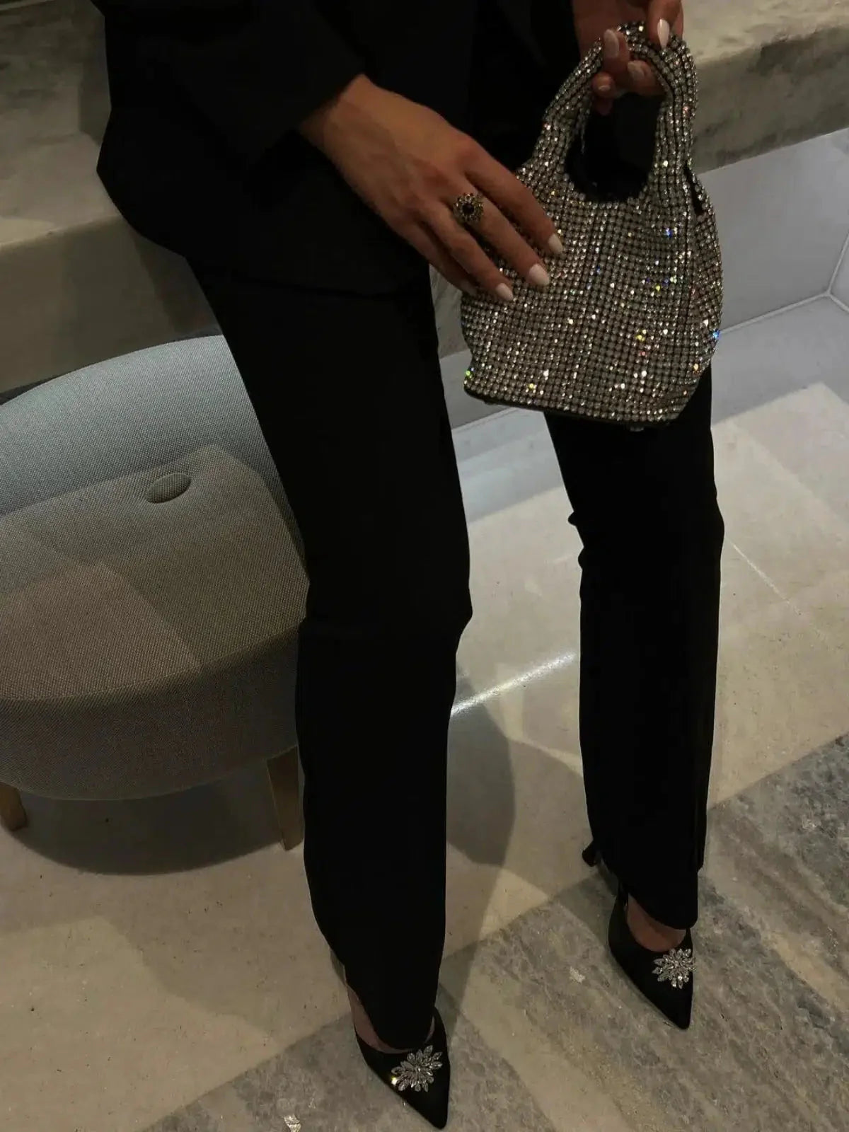 Eloise – Rhinestone embellishments – Mini bucket bag-15137974157696-Santi Vento Atelier
