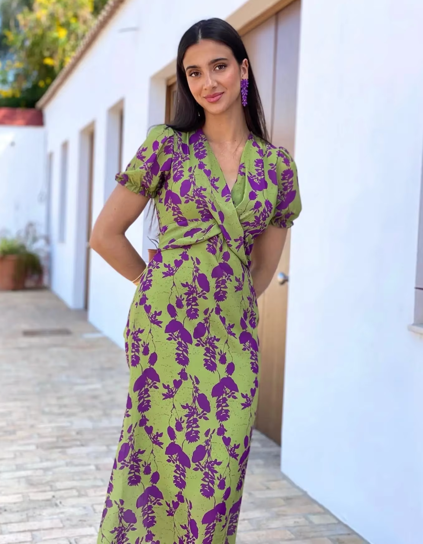 Elvienne – Floral wrap design – Midi dress-15157769404800-Santi Vento Atelier