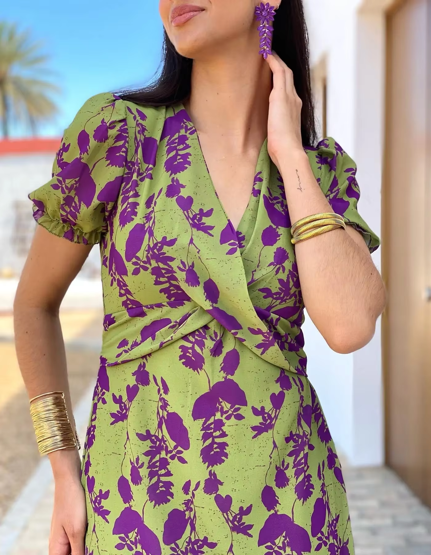 Elvienne – Floral wrap design – Midi dress-15157769404800-Santi Vento Atelier