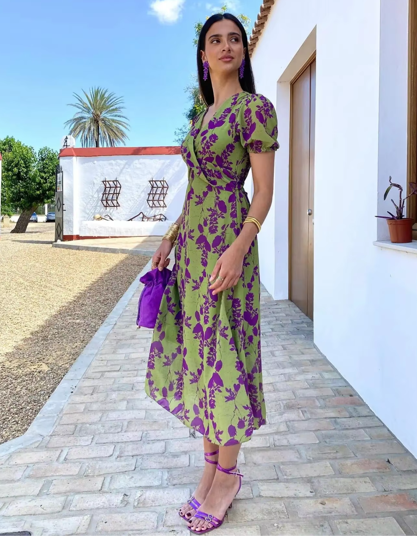 Elvienne – Floral wrap design – Midi dress-15157769404800-Santi Vento Atelier