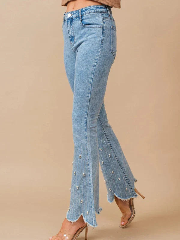 Emanuela – Rhinestone embellished – Boot cut flared jeans-15140934091136-Santi Vento Atelier