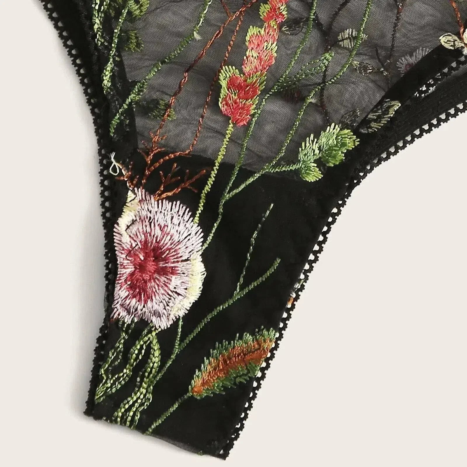 Enchanted Garden – Floral embroidery – Lace bra set-15138004959616-Santi Vento Atelier