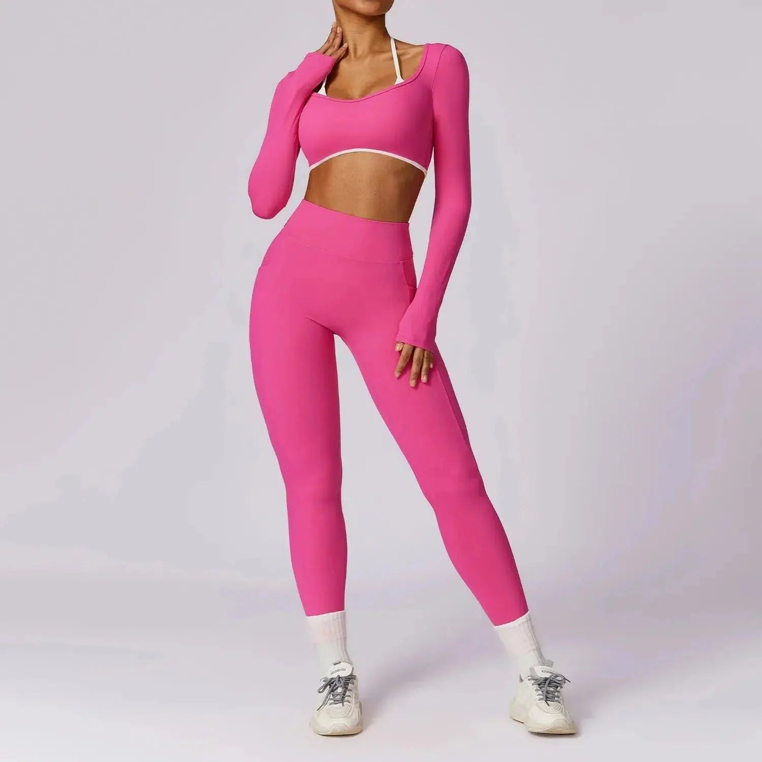Erminia – Compressive fabric – V-cut gym set-15138003222912-Santi Vento Atelier