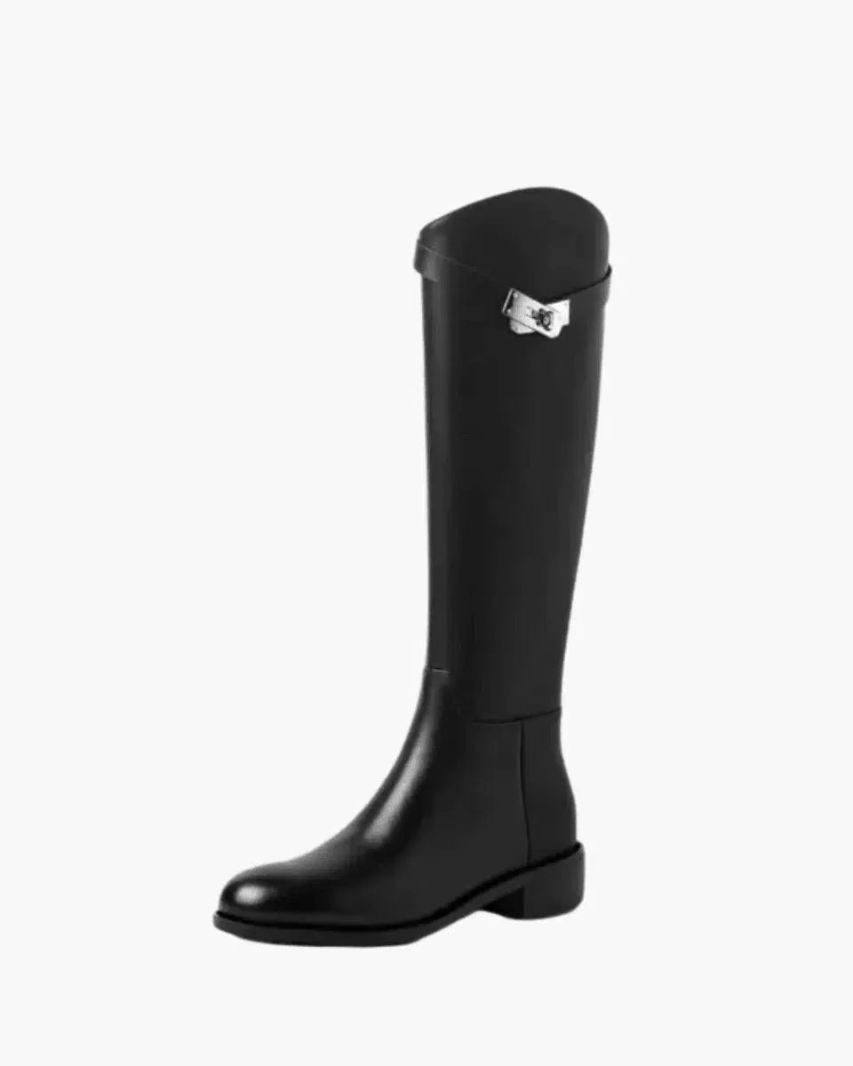 Fabiana – Silver-tone buckle – Vegan leather boots-15137991295360-Santi Vento Atelier