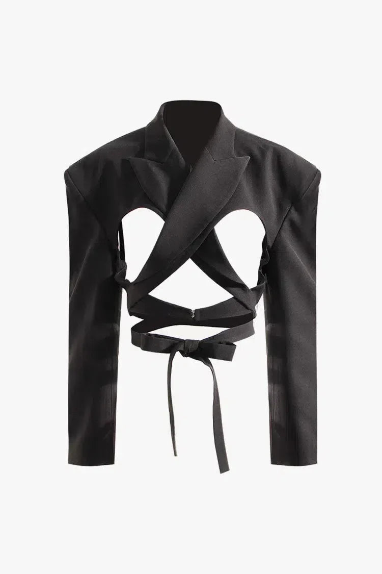 Fausto – Strong-shoulder design – Cutout blazer-15137996013952-Santi Vento Atelier