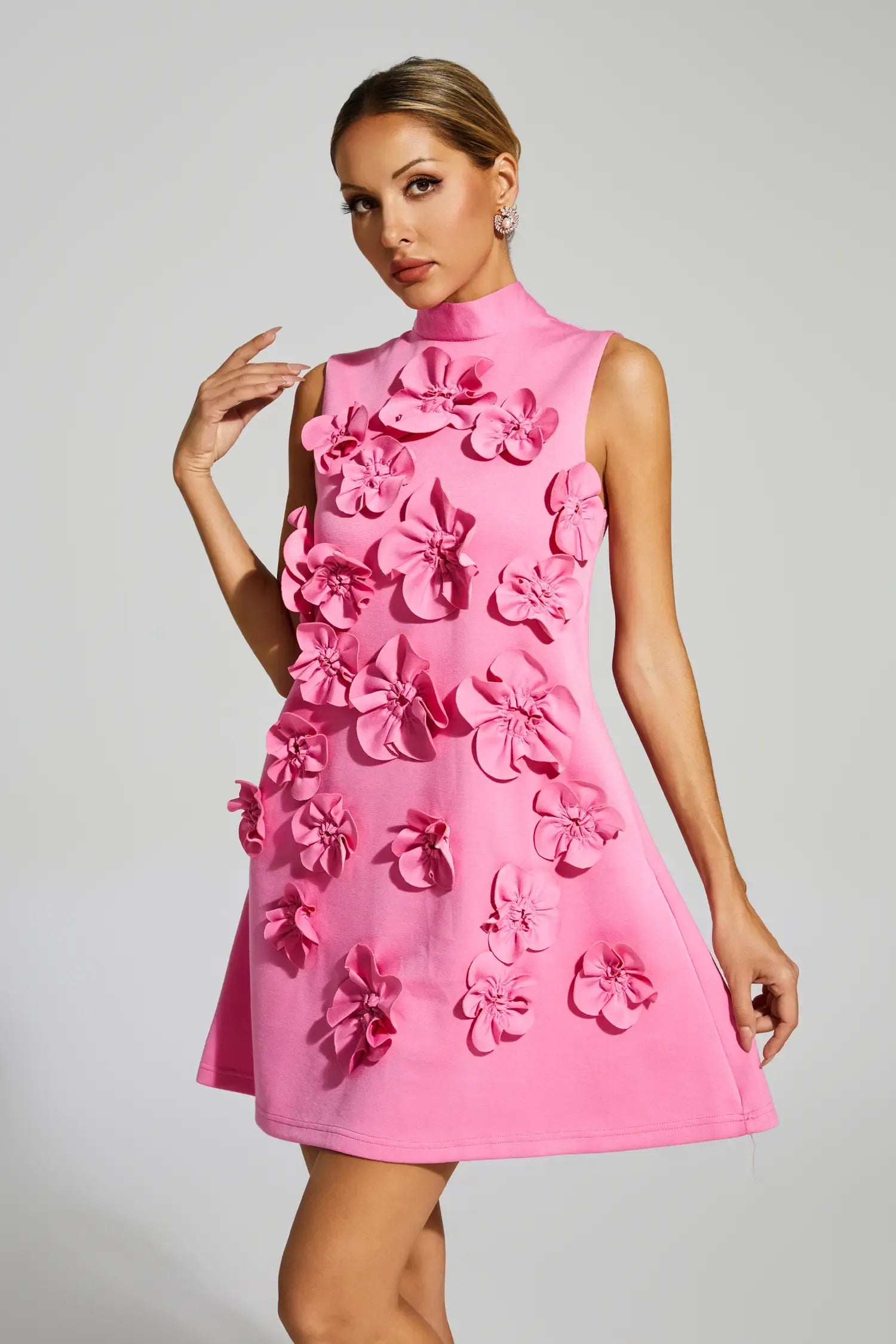 Fiorélline – Sculpted florals – Sleeveless mini dress-15155707937152-Santi Vento Atelier