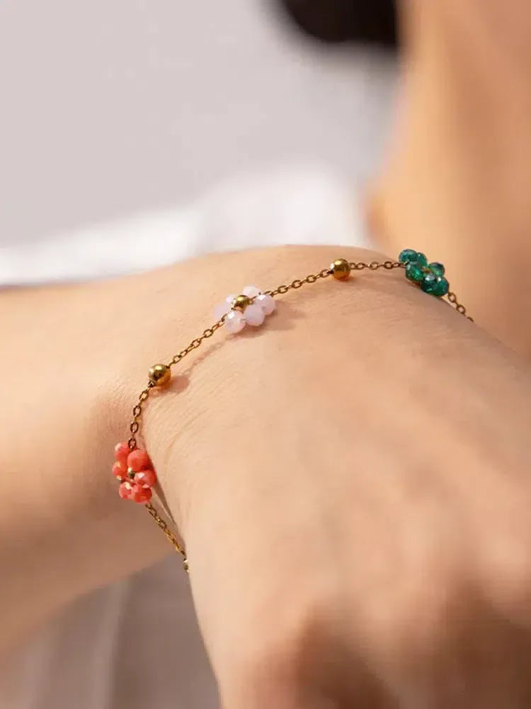 Florella – Handcrafted floral beads – Charm bracelet-15137990181248-Santi Vento Atelier