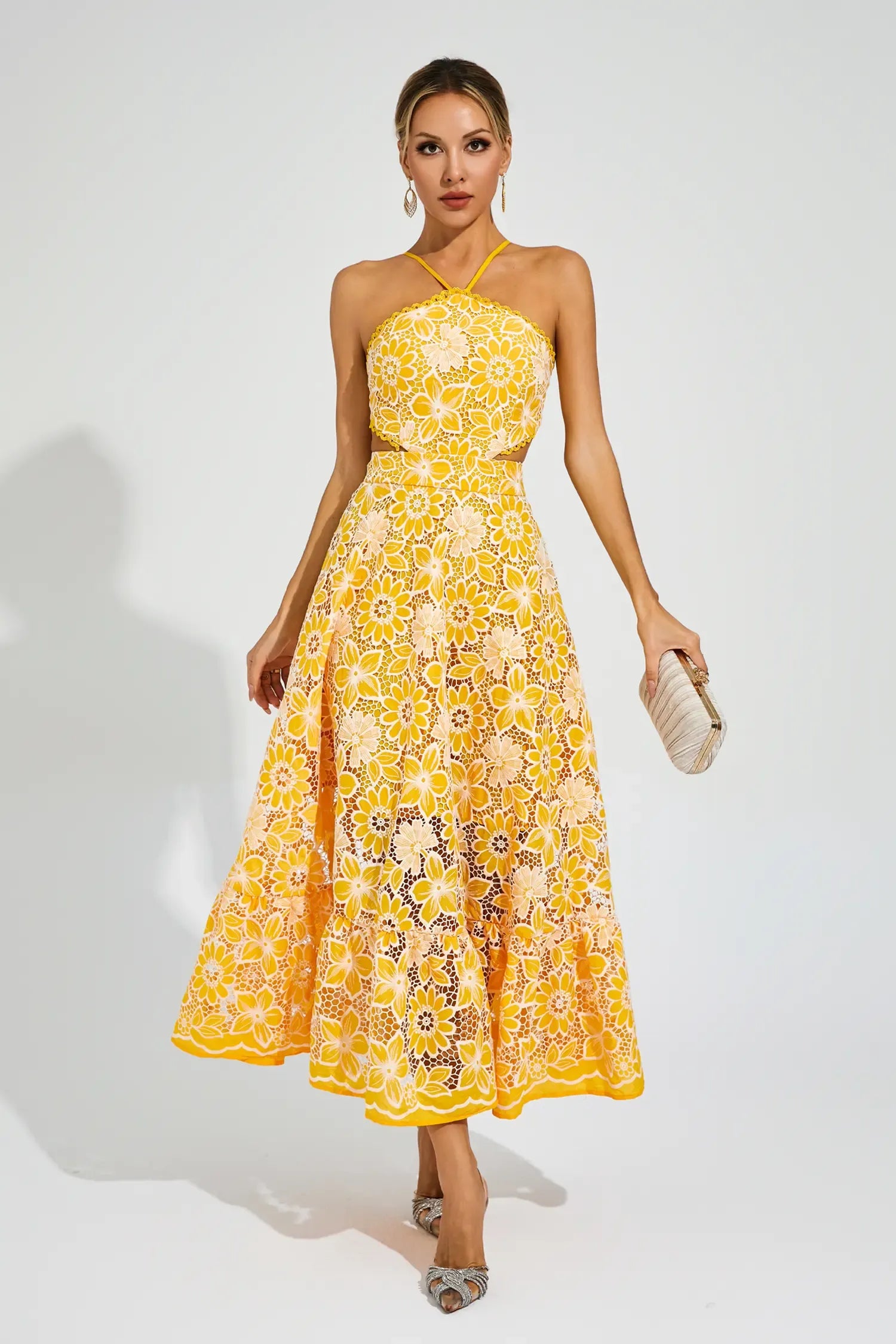 Floretta – Floral lace charm – Halter midi dress-15147056234880-Santi Vento Atelier