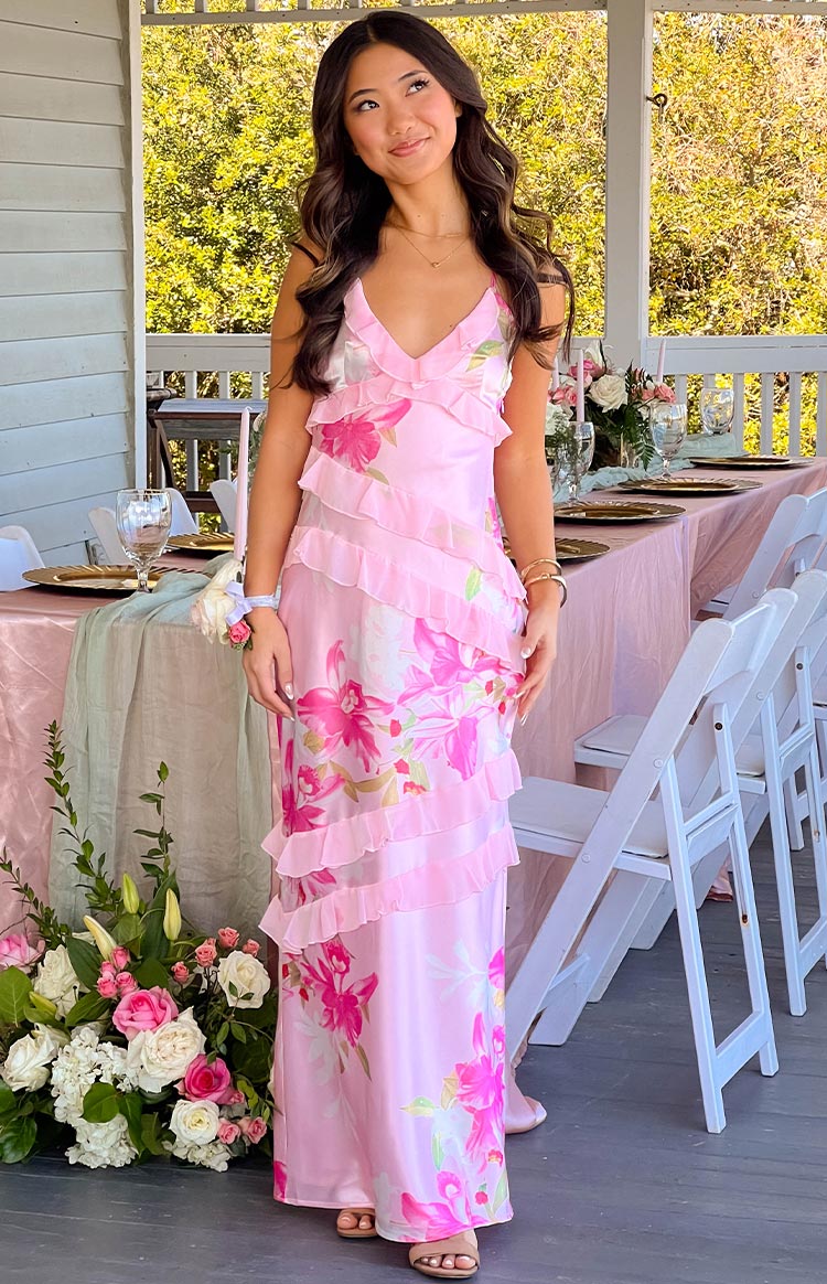 Florézia – Blush petal layers – Ruffle trim maxi dress-15148418498944-Santi Vento Atelier