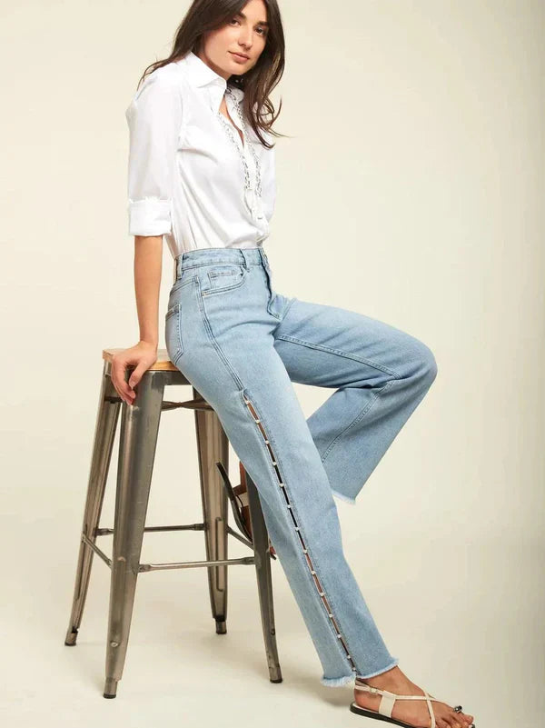 Giuliana – Pearl embellished – Wide leg jeans-15140934549888-Santi Vento Atelier