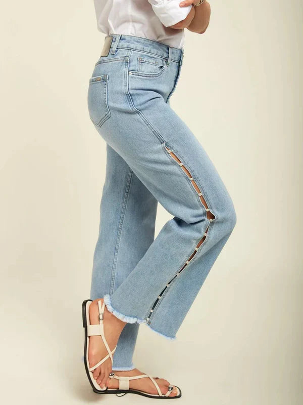 Giuliana – Pearl embellished – Wide leg jeans-15140934549888-Santi Vento Atelier