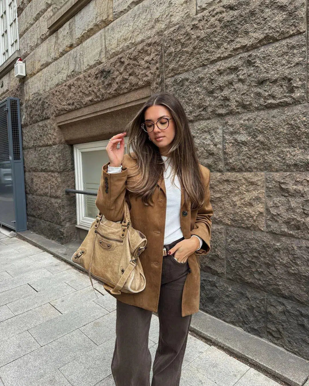 Giulietta – Structured shoulders – Suede blazer-15137996243328-Santi Vento Atelier