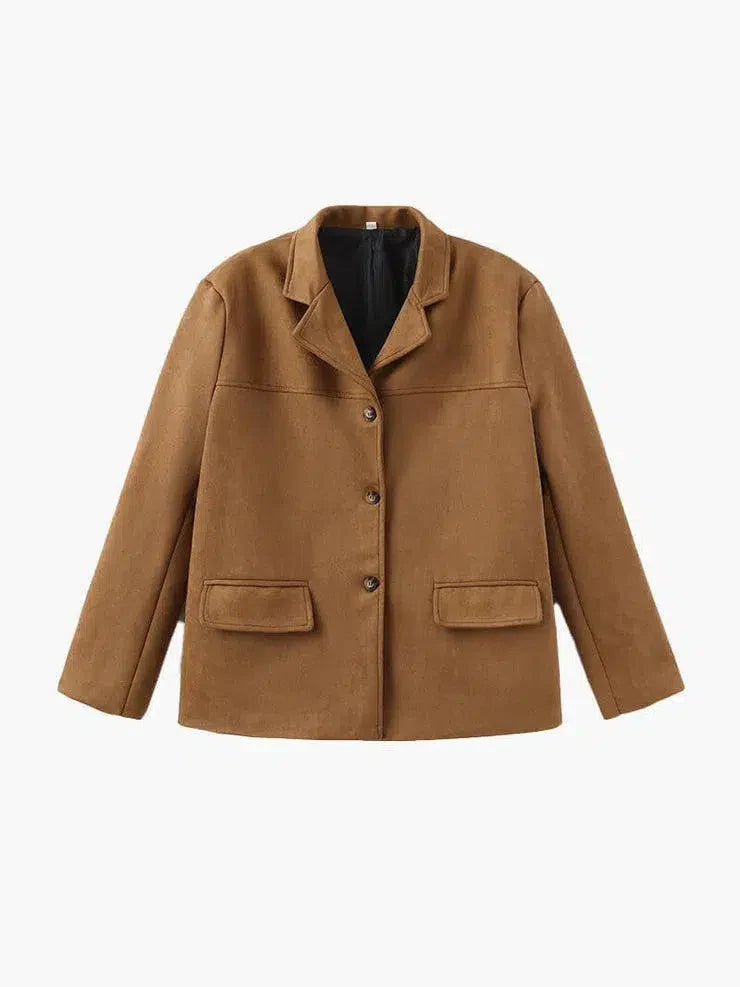 Giulietta – Structured shoulders – Suede blazer-15137996243328-Santi Vento Atelier