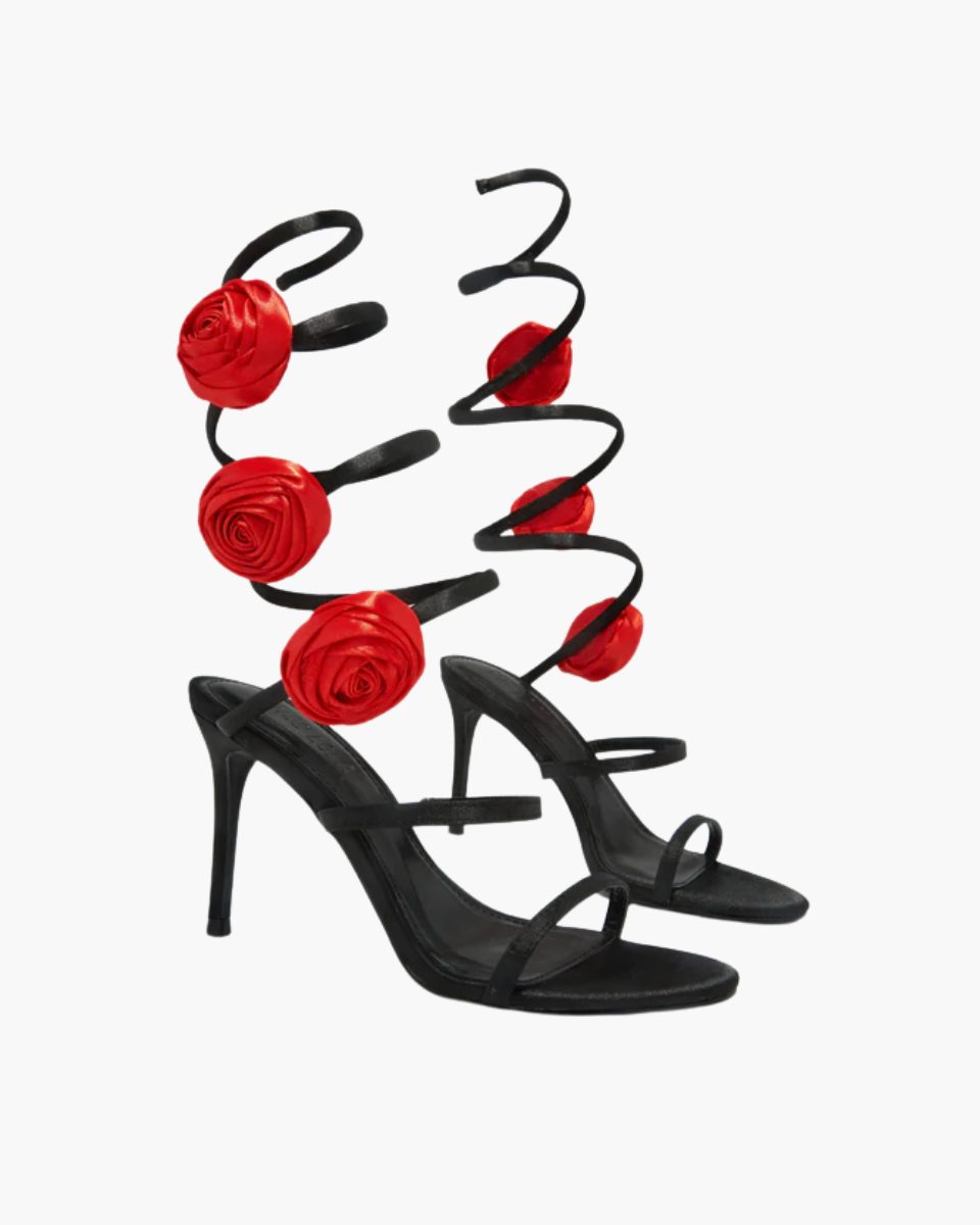 Henriette – Floral embellishment – Rosette coil-strap heels-15137993064832-Santi Vento Atelier