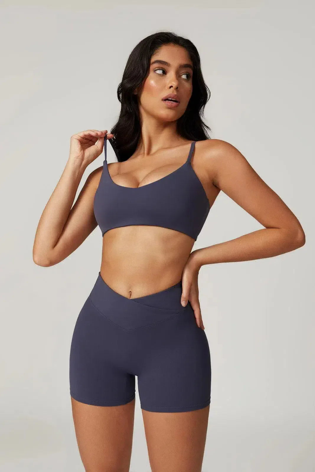Idalia – V-waist design – Sports bra & shorts set-15138003026304-Santi Vento Atelier