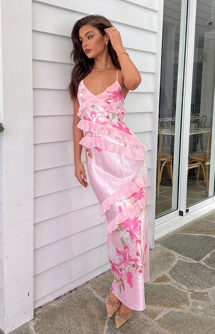 Florézia – Blush petal layers – Ruffle trim maxi dress-15148418498944-Santi Vento Atelier