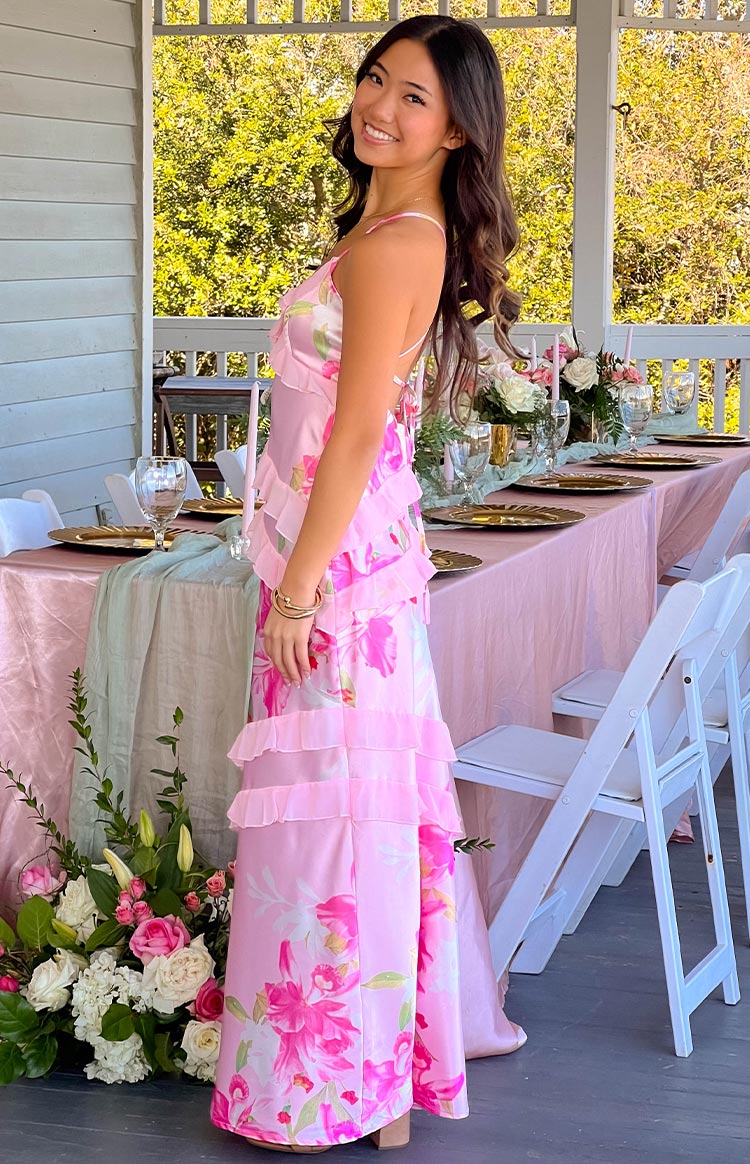 Florézia – Blush petal layers – Ruffle trim maxi dress-15148418498944-Santi Vento Atelier