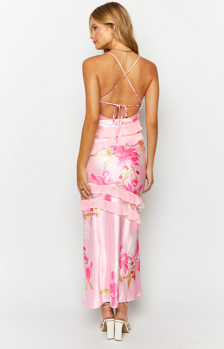 Florézia – Blush petal layers – Ruffle trim maxi dress-15148418498944-Santi Vento Atelier