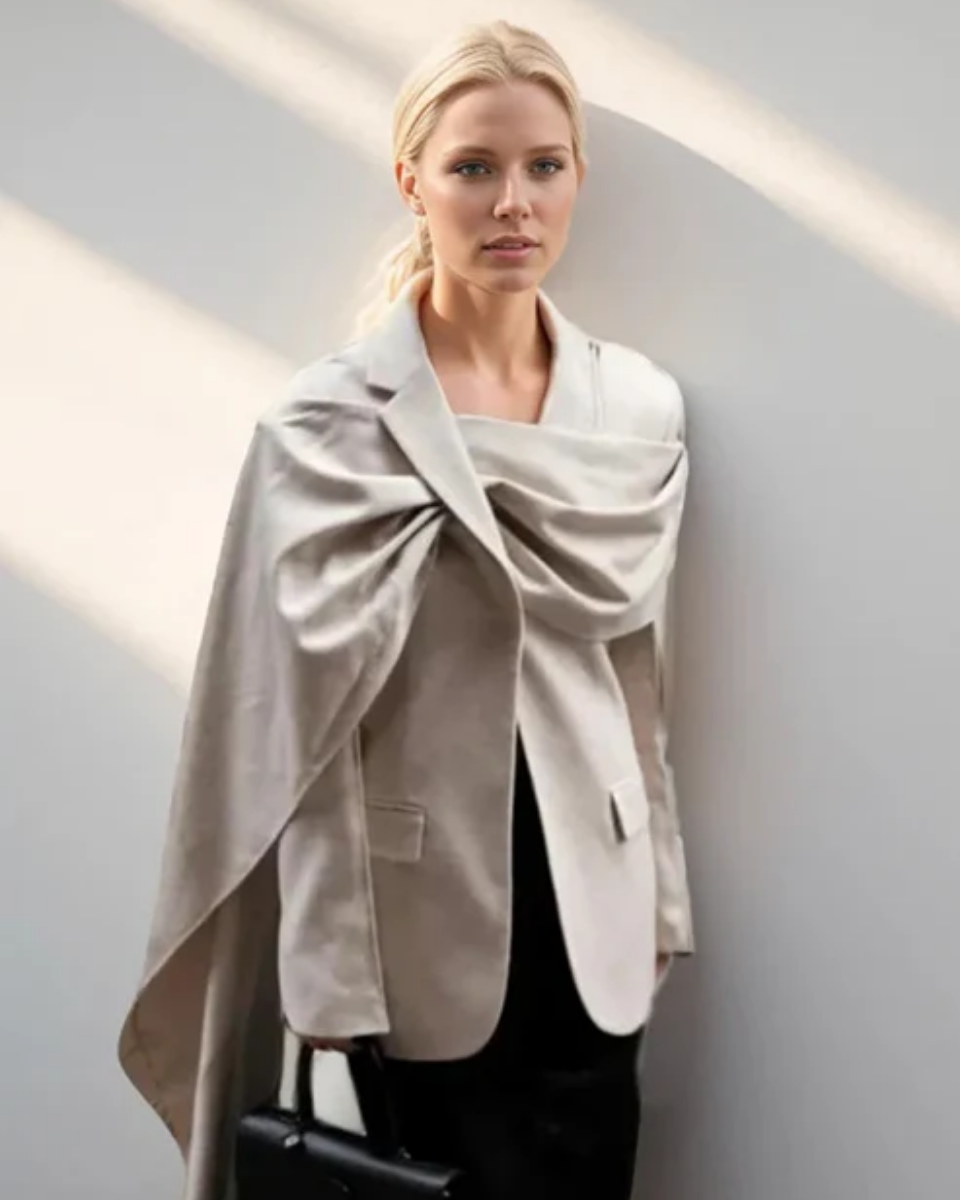 Iside – Asymmetrical collar – Scarf blazer-15137996046720-Santi Vento Atelier
