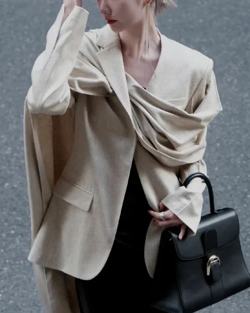 Iside – Asymmetrical collar – Scarf blazer-15137996046720-Santi Vento Atelier