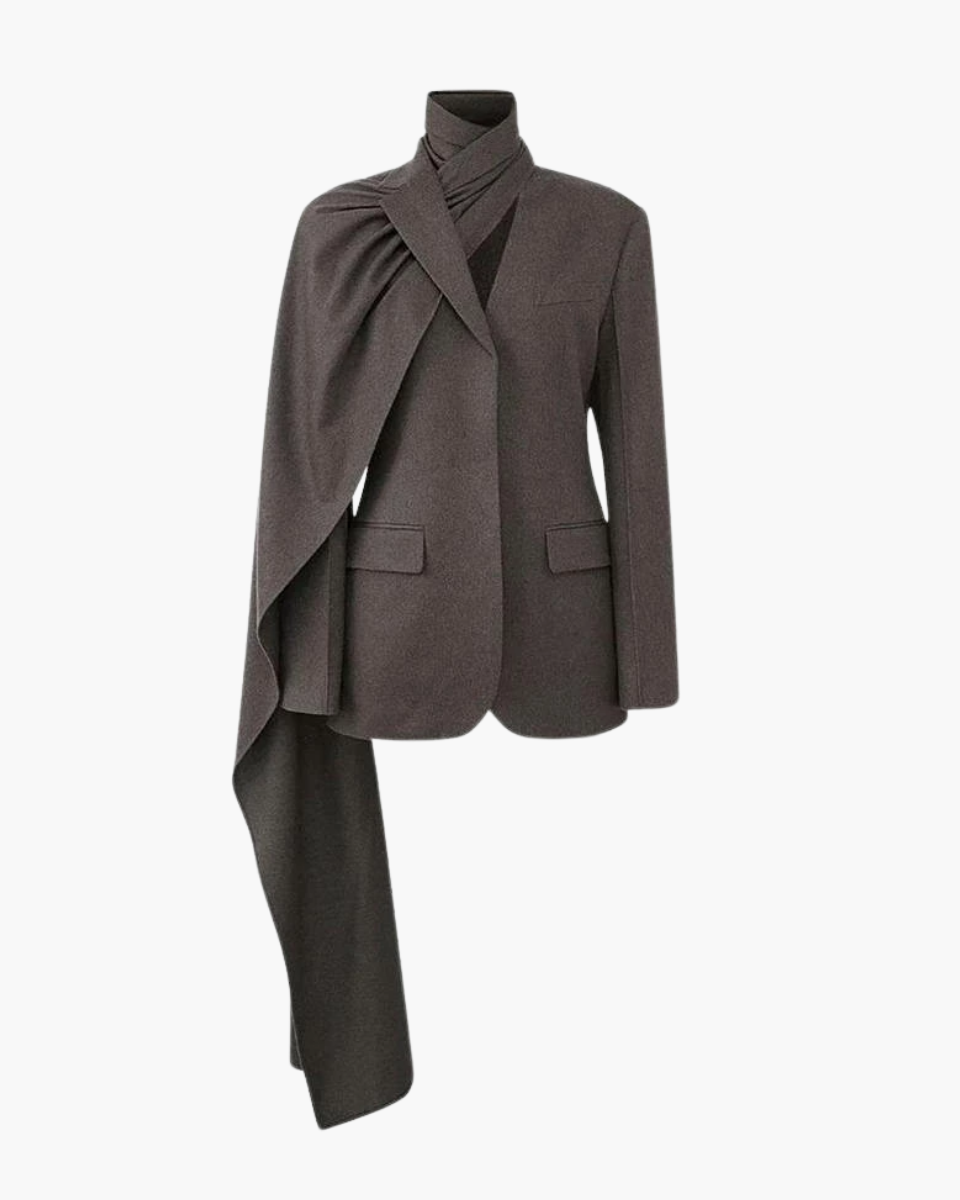 Iside – Asymmetrical collar – Scarf blazer-15137996046720-Santi Vento Atelier