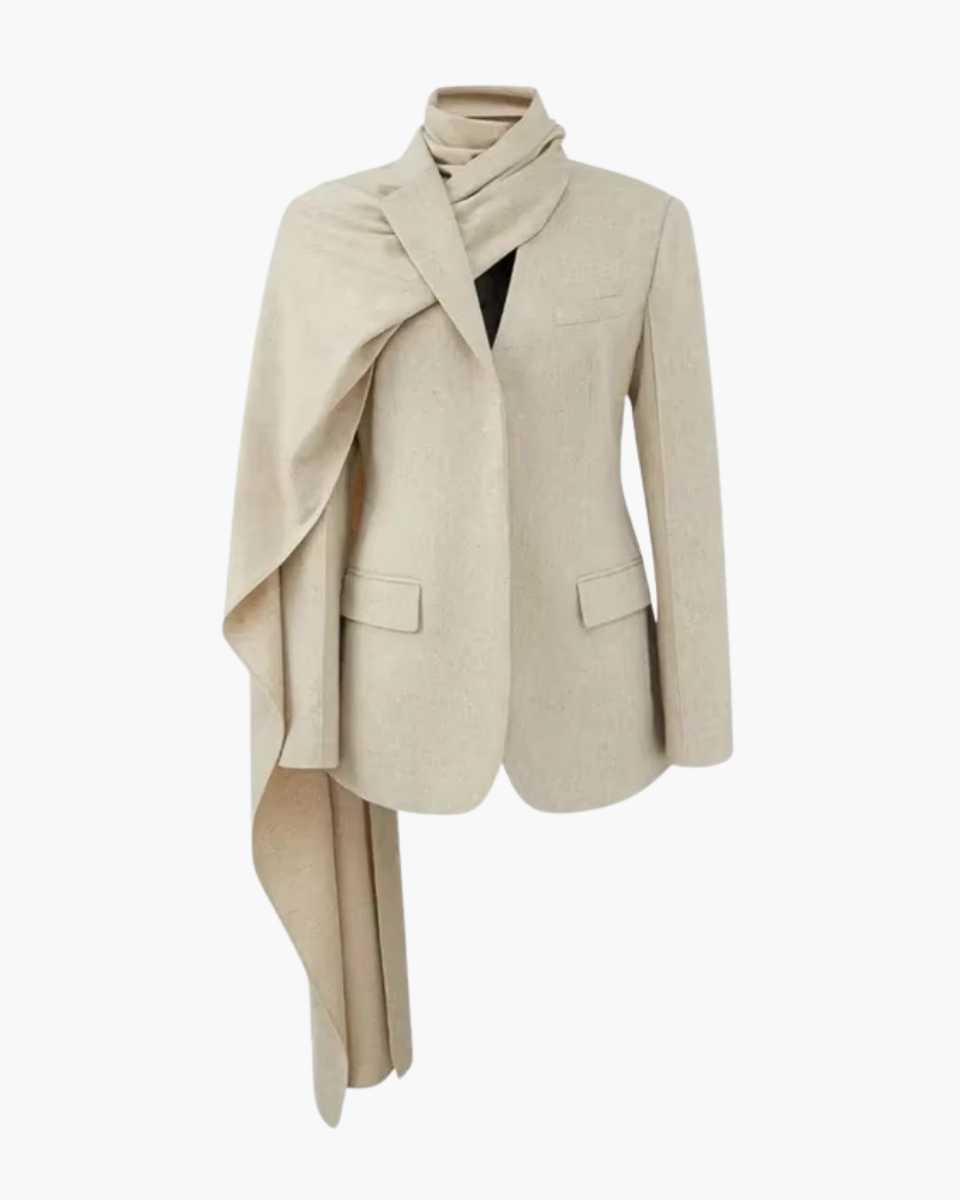 Iside – Asymmetrical collar – Scarf blazer-15137996046720-Santi Vento Atelier